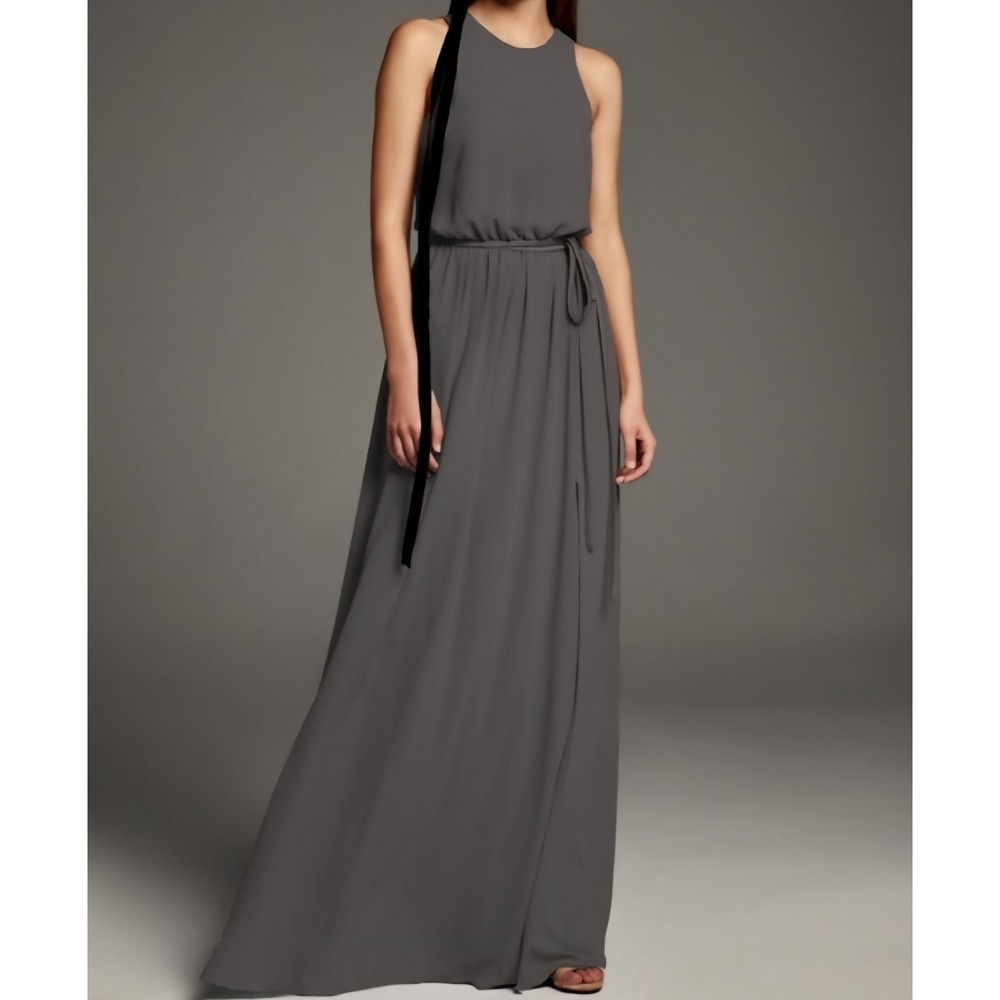 White by Vera Wang NWT Ebony Split Back Tie Waist Maxi Dress 16 VW360434